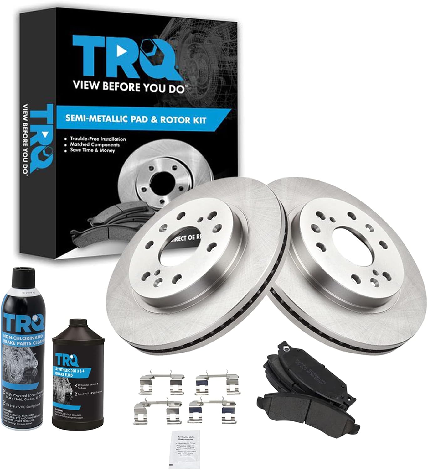 TRQ Front Brake Pad & Rotor Kit for 07 Cadillac & 05-07 GMC