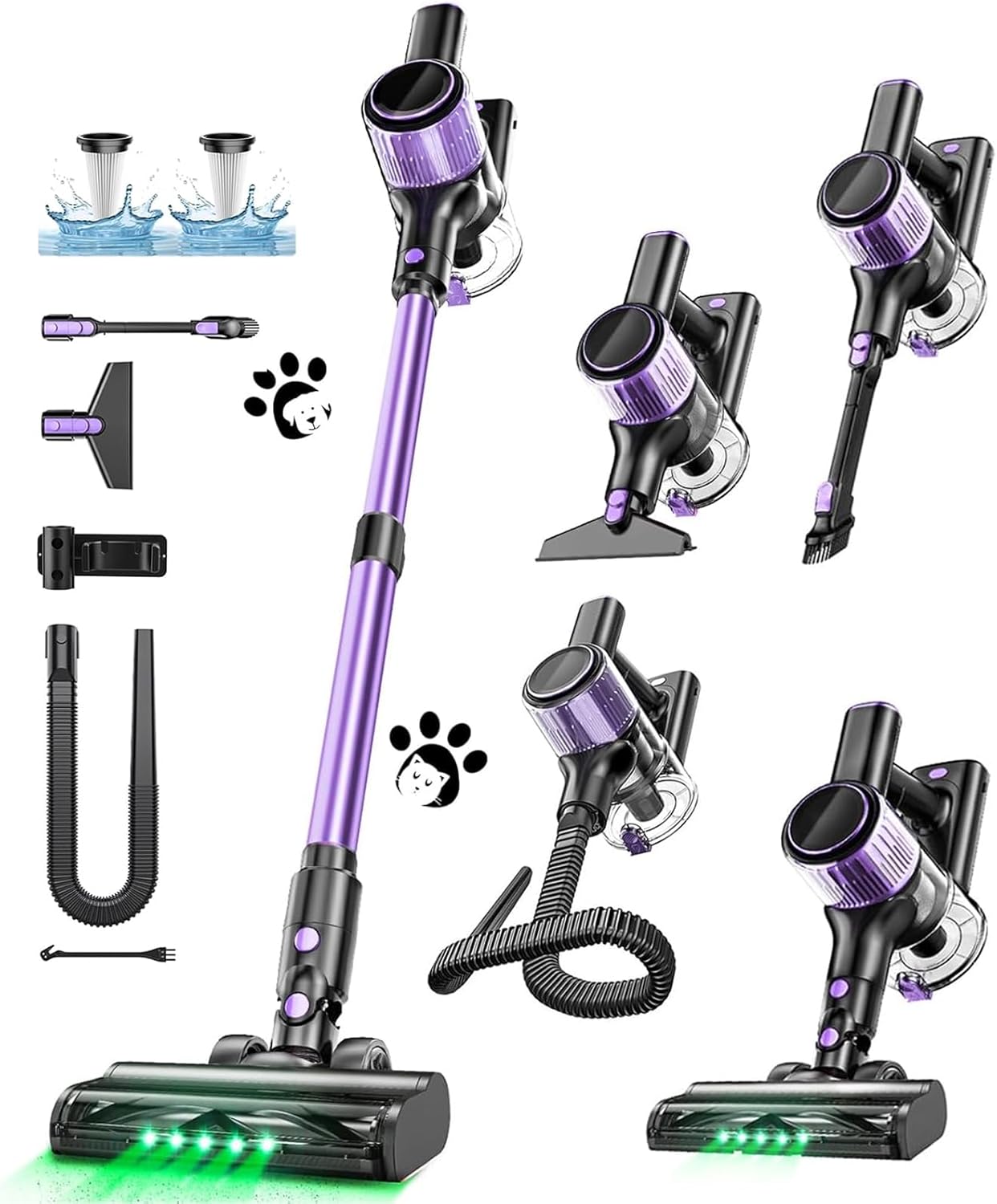 Cordless Vacuum Cleaner with Powerful Suction and LED Light