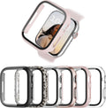 BHARVEST 6 Pack Apple Watch 40mm Case Set - HD Tempered Glass Screen Protector Included!