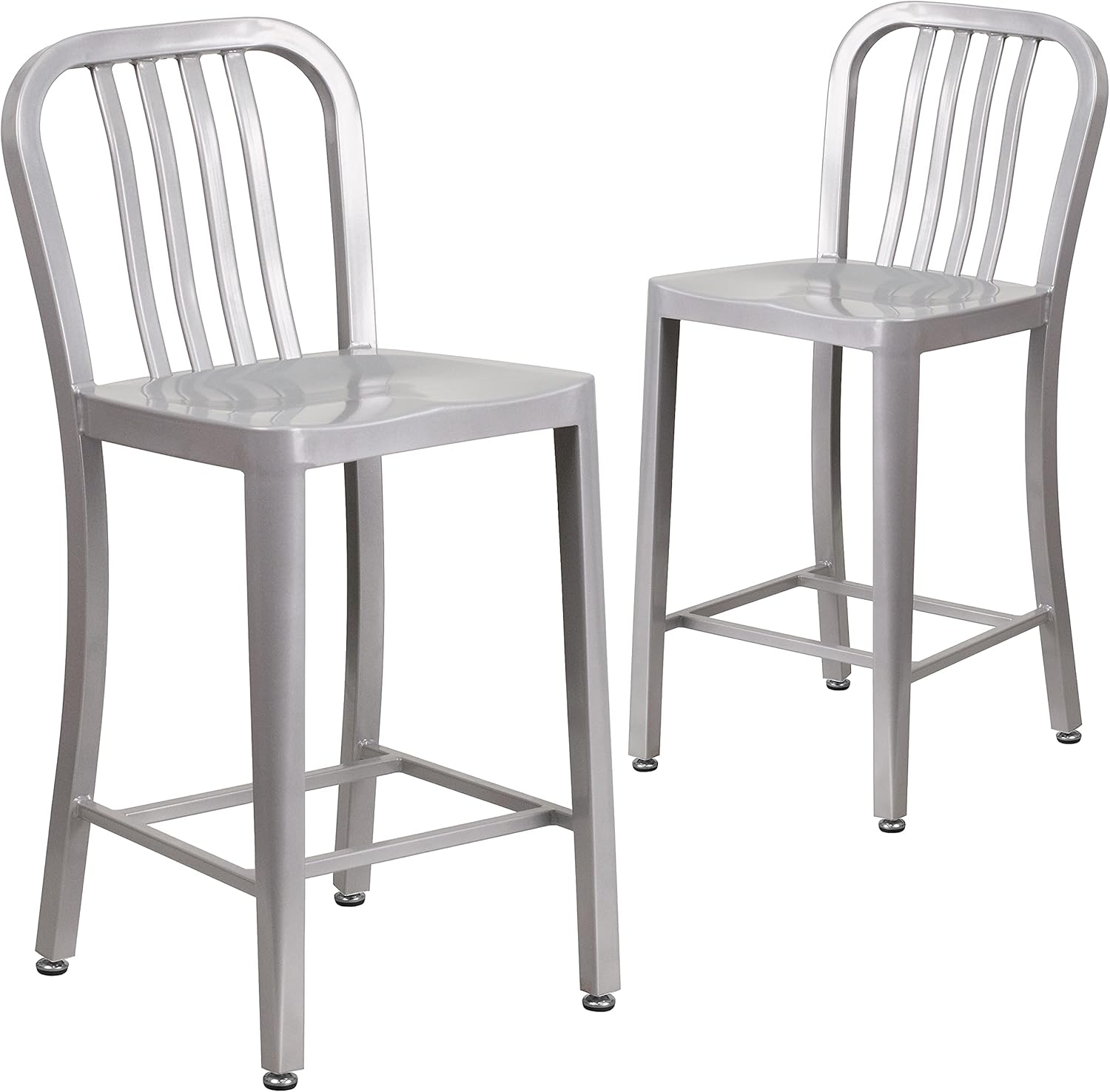 Flash Furniture Gael 24 in Silver Metal Counter Height Stool Set