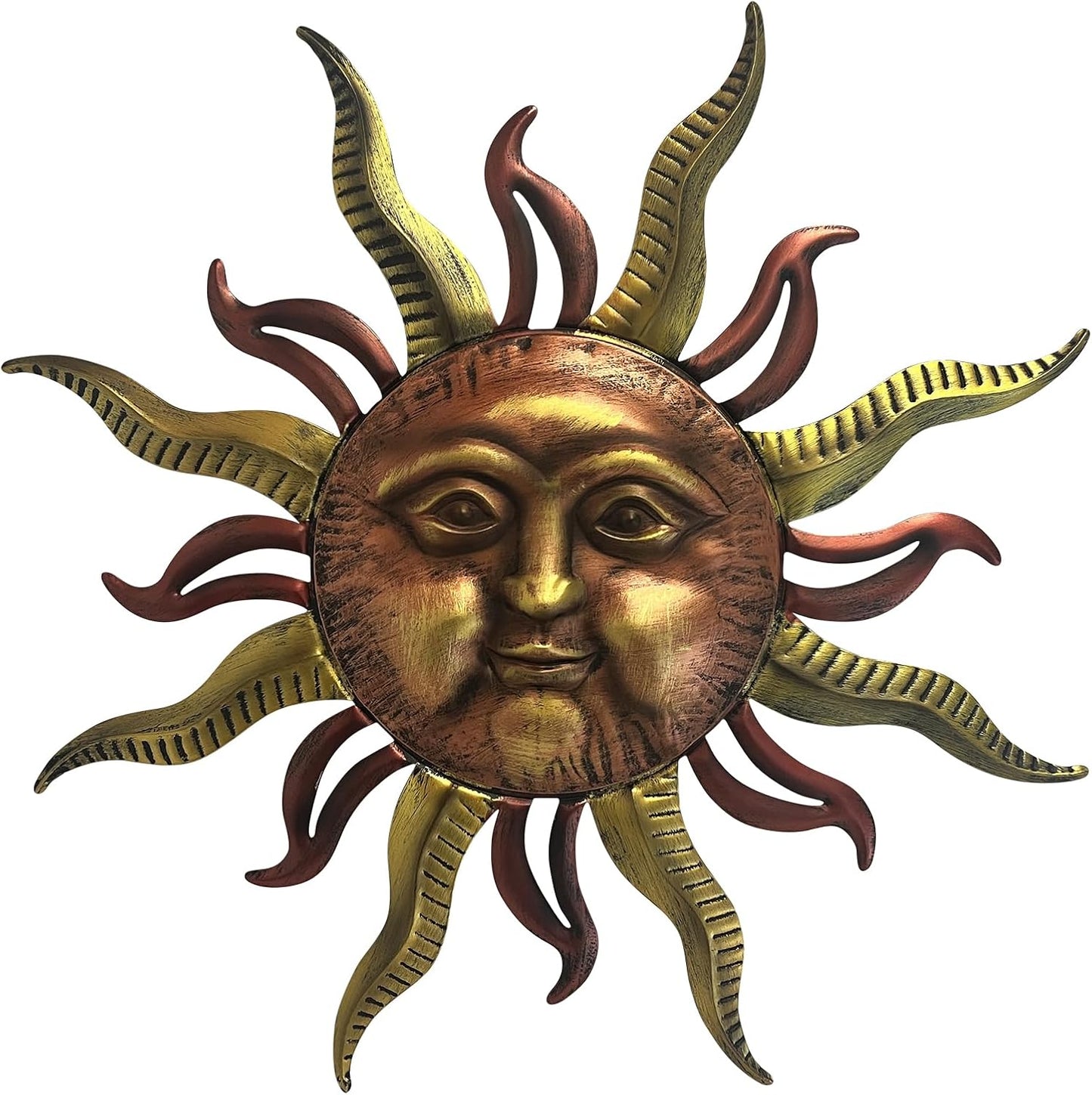 30 in Large Sun Wall Decor - Hand-Painted Metal Sculpture