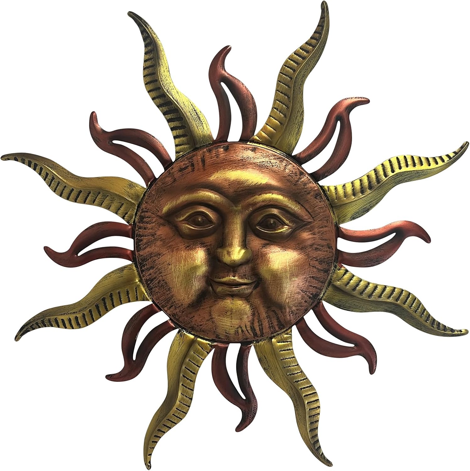 30 in Large Sun Wall Decor - Hand-Painted Metal Sculpture
