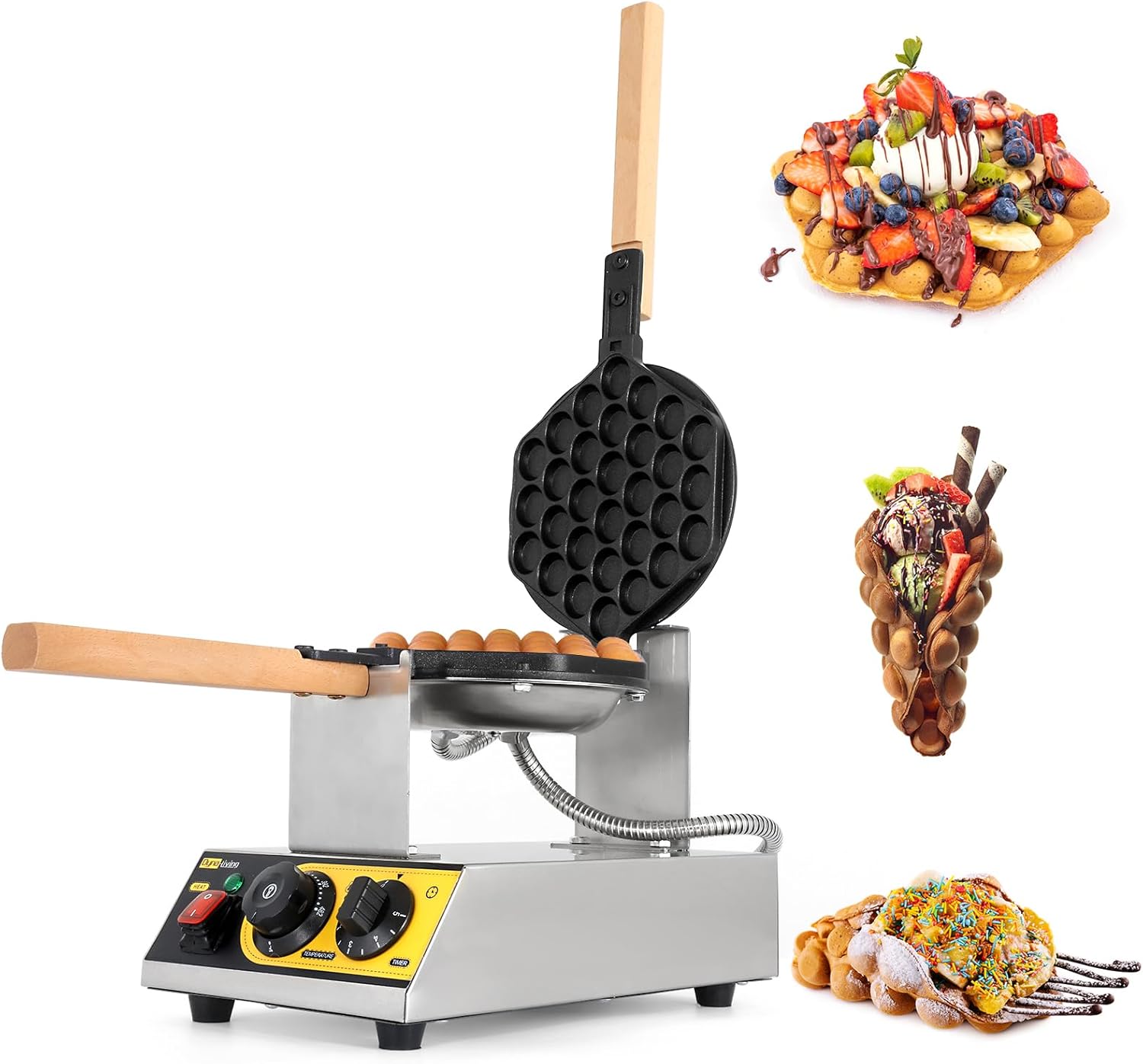Commercial Grade Egg Waffle Maker | 1400W Stainless Steel