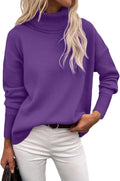 Women's Turtleneck Sweater High Low Hem - Cozy Fall Jumper