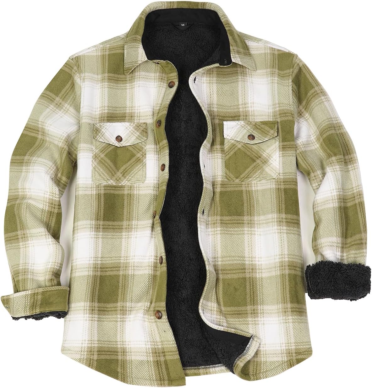 ZENTHACE Men's Warm Sherpa Lined Fleece Plaid Flannel Jacket