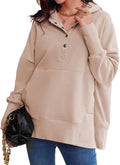 AlvaQ Womens Oversized Sweatshirt Hoodie Fleece Button Neck - Cozy Fit