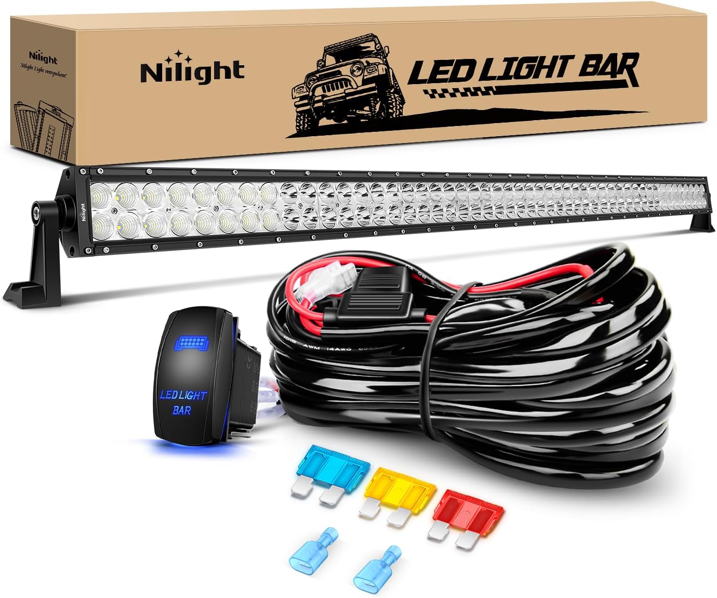Nilight 52Inch 300W LED Light Bar for Off Road Driving Lights