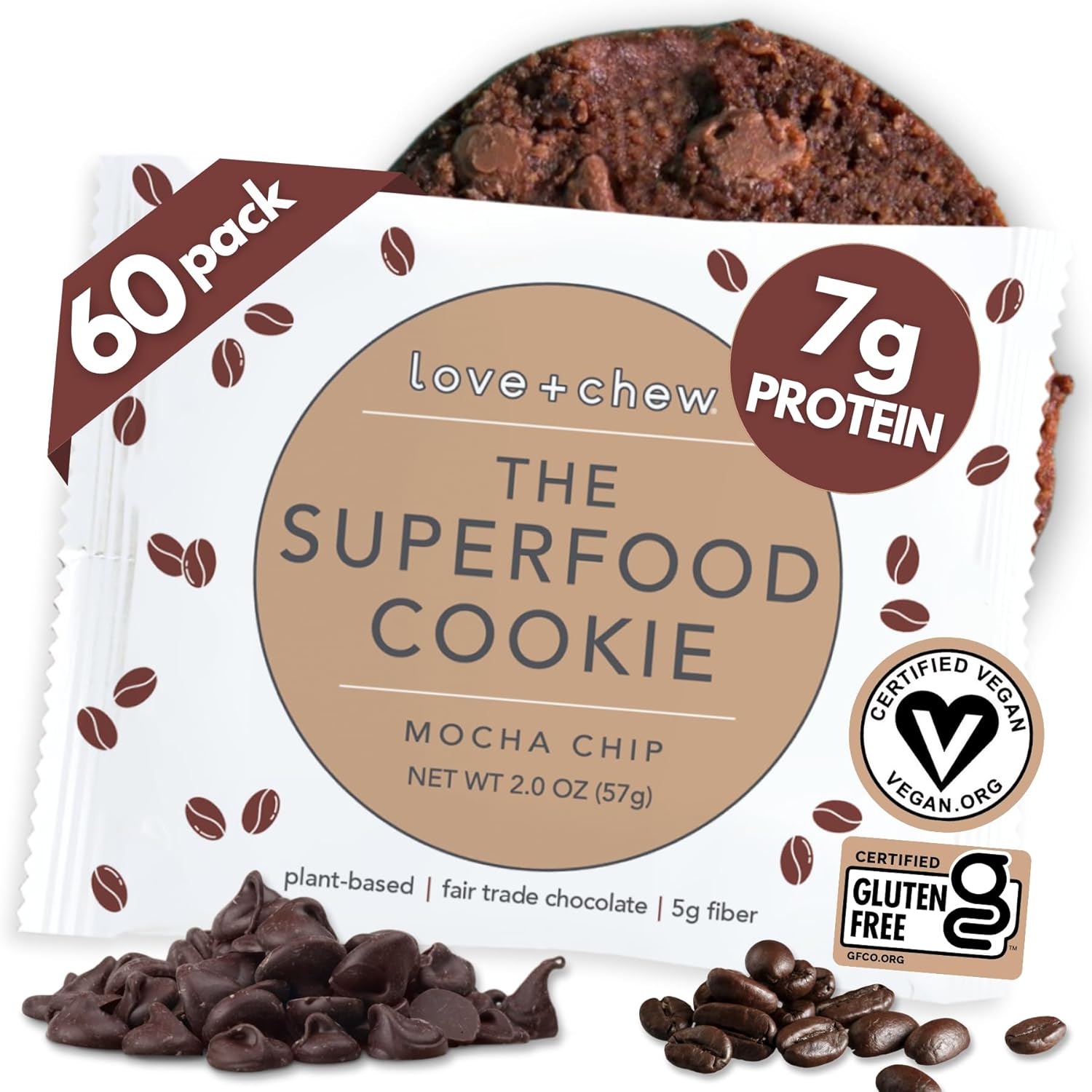 Love + Chew Gluten Free Mocha Chip Cookies - Healthy Vegan Snack