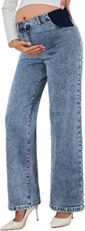 BLENCOT Maternity Jeans High Waist Straight Leg - Comfortable Fit ease
