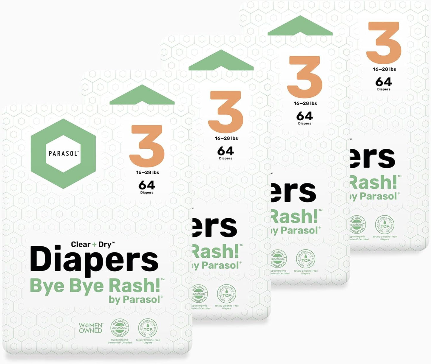 Parasol Clear+Dry Disposable Diapers with RashShield Protection