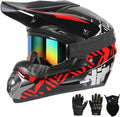 SPARK DOT Youth Motocross Helmet Kids Full Face Lightweight - 4Pcs Set
