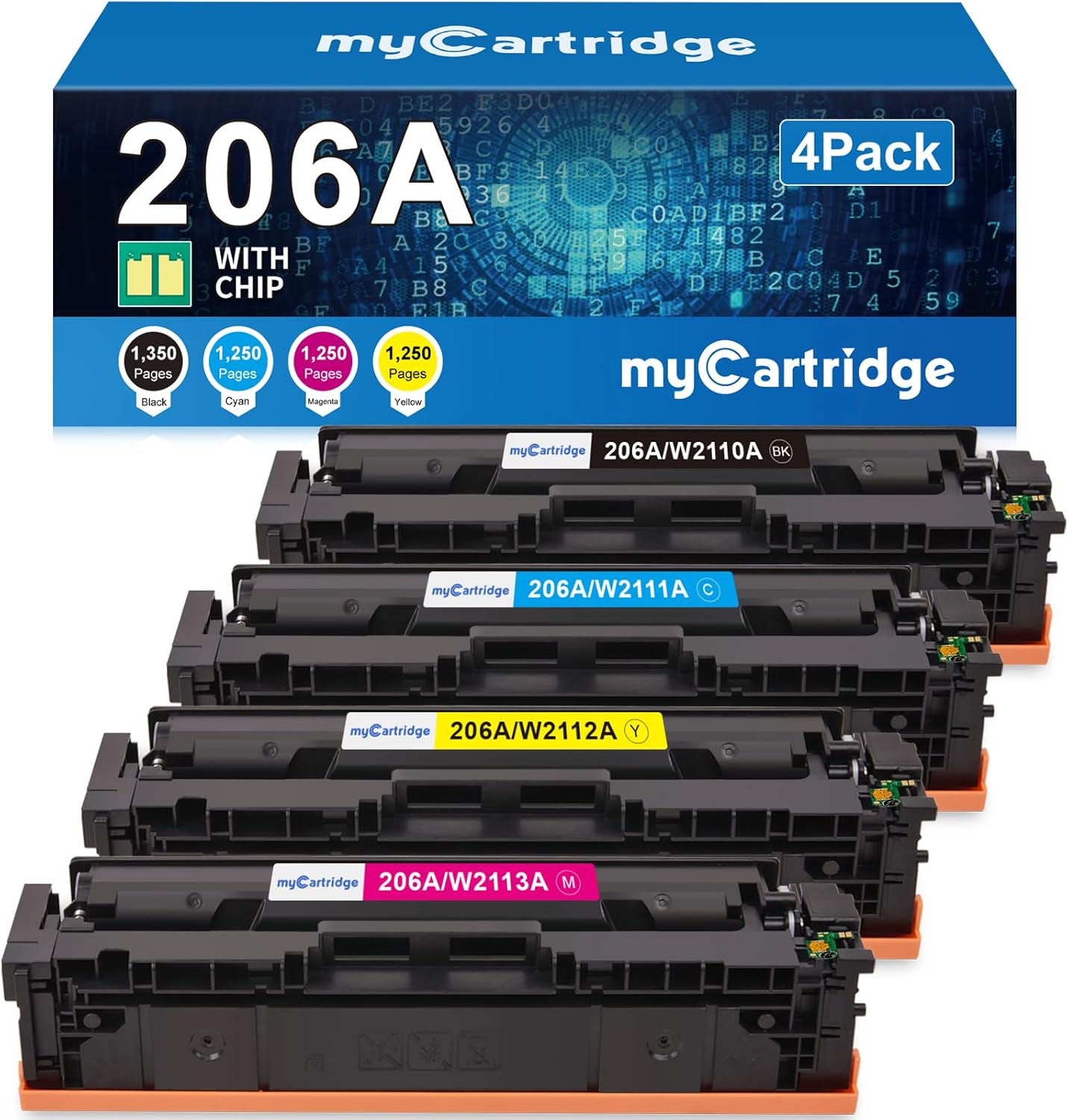High Yield 206A Toner 4 Pack for HP Printer