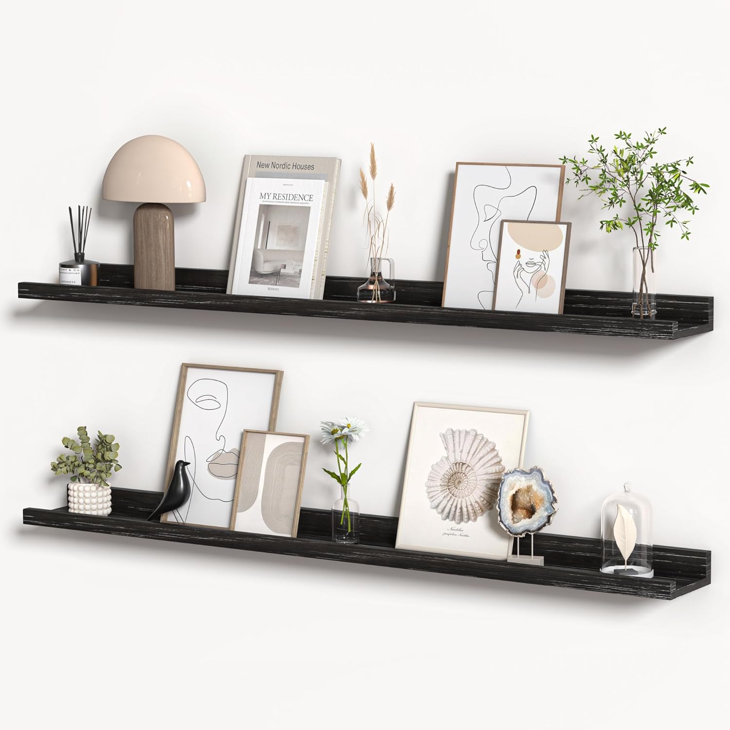 Floating Shelves for Wall, Rustic Picture Ledge Shelf Set