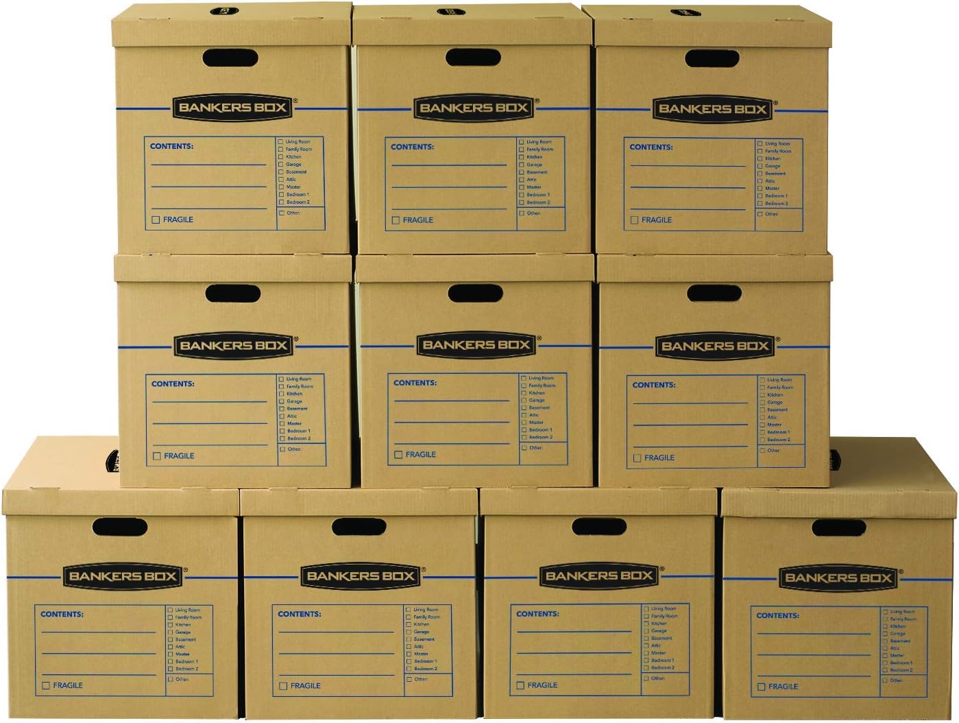 Large Classic Moving Box 10 Pack with Reinforced Handles