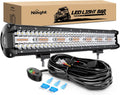 20in 420W LED Light Bar Spot Flood Amber White Strobe - Multi Mode