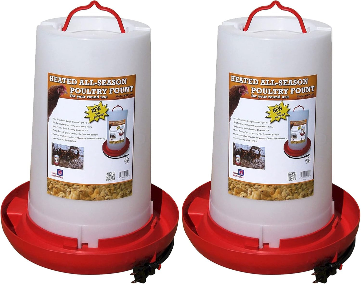 Heated Chicken Waterer 2 Pack for All-Weather Poultry Care