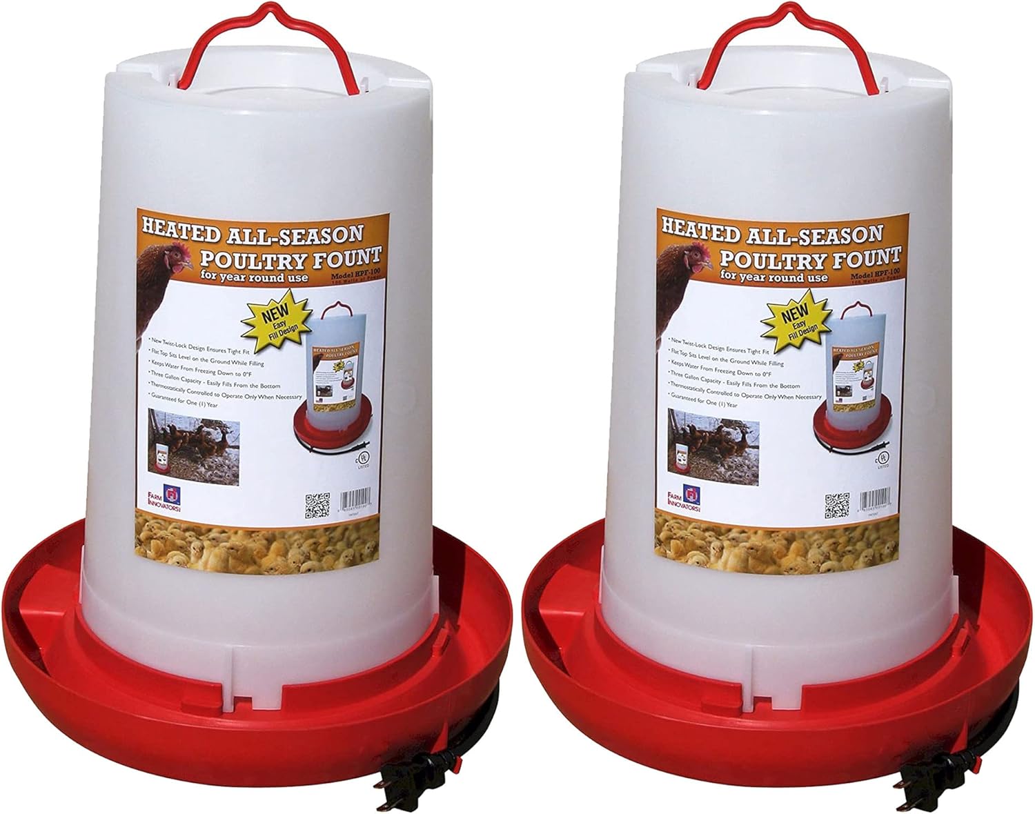 Heated Chicken Waterer 2 Pack for All-Weather Poultry Care
