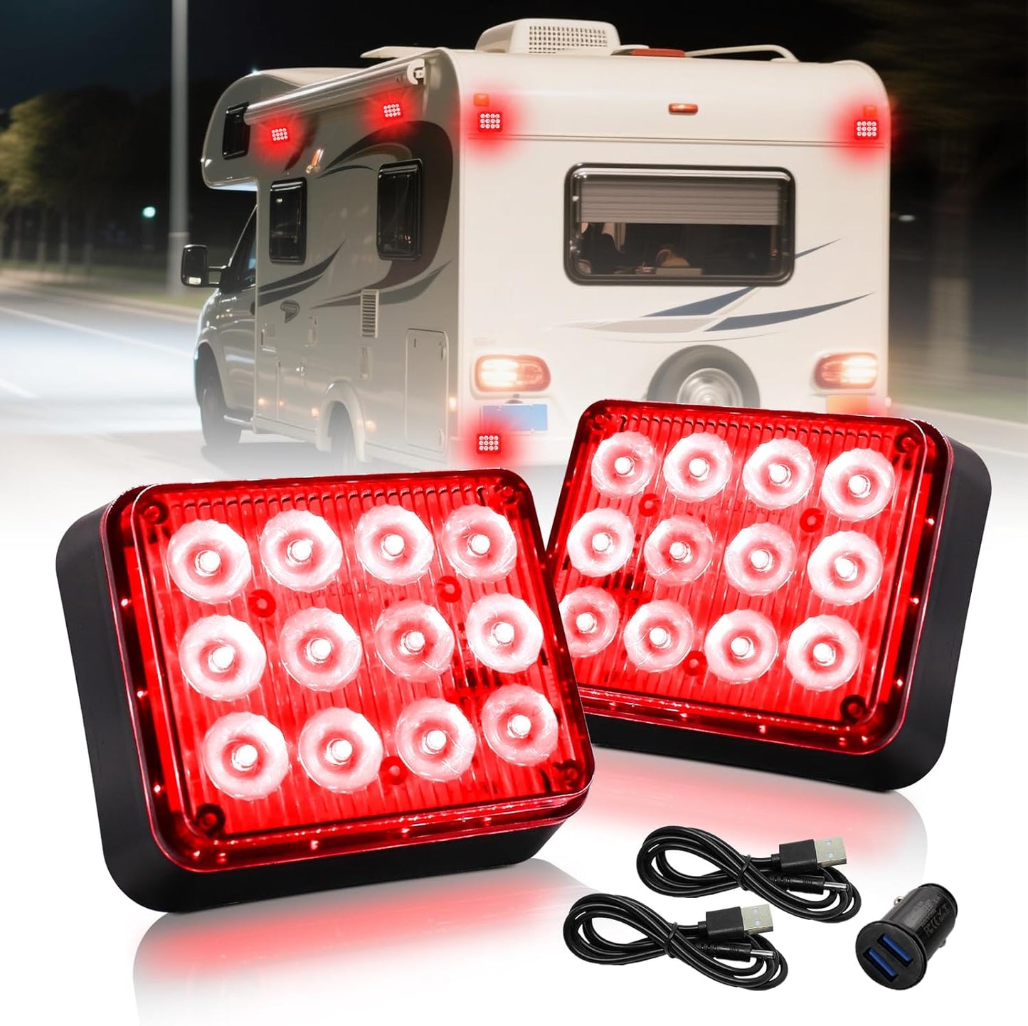 Red LED Beacon Magnetic Strobe Light for Emergency Vehicles