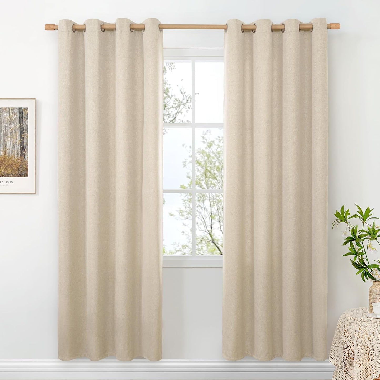 BGment Oatmeal Linen Curtains for Living Room 78 Inch Length