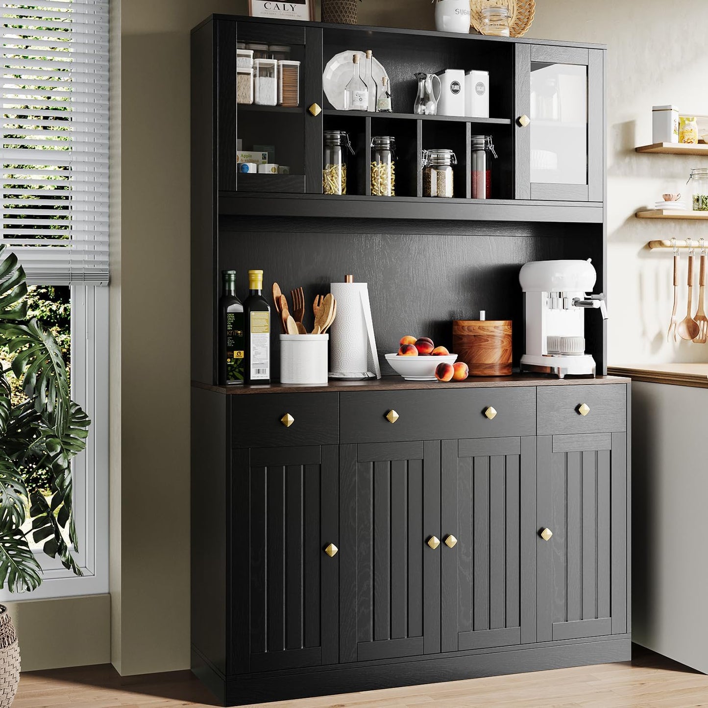 Multi-Functional Kitchen Cabinet with Charging Station - TOKSOM