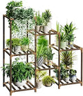 Bamworld 7-Pot Wood Plant Stand 3-Tier Ladder - Stable Tiered Shelf