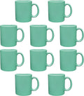Ceramic Coffee Mugs 11 oz Set of 10 - Teal bulk pack