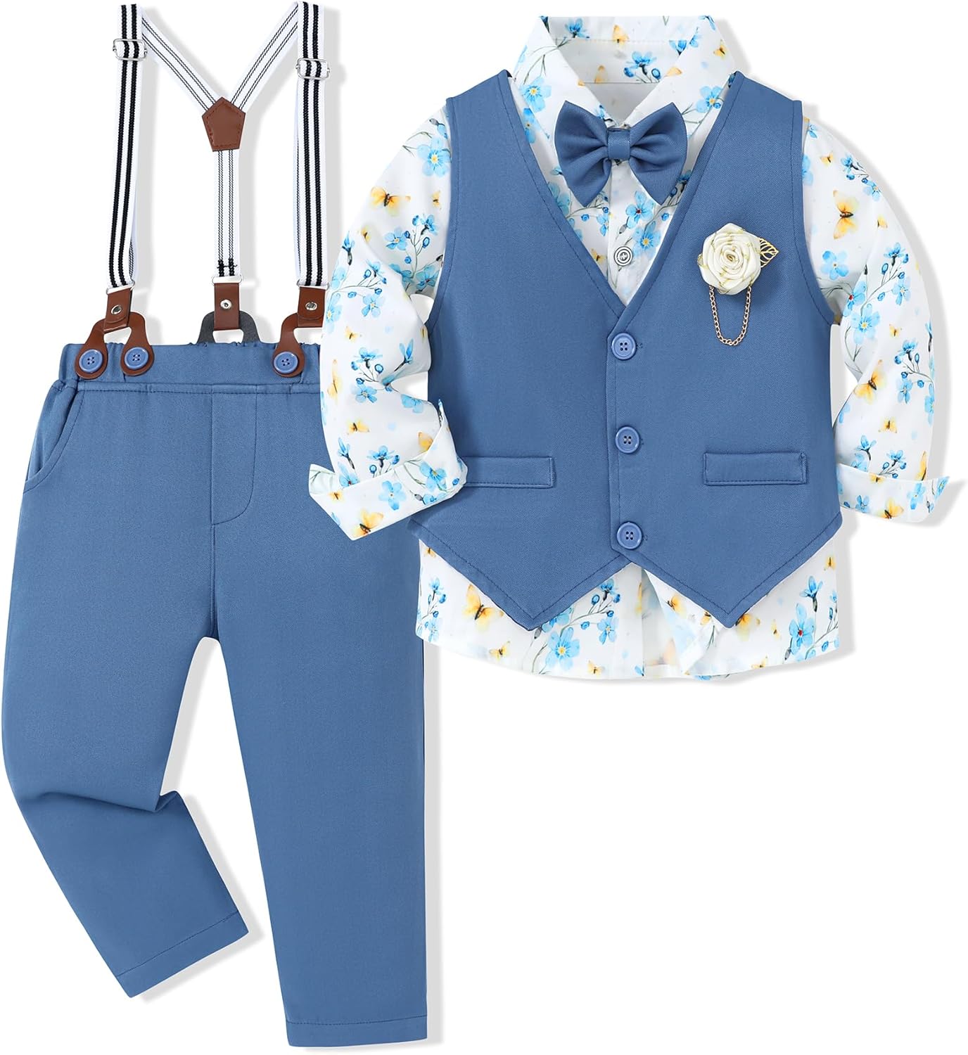 WESIDOM Toddler Boy Clothes Suit with Bowtie and Vest Set