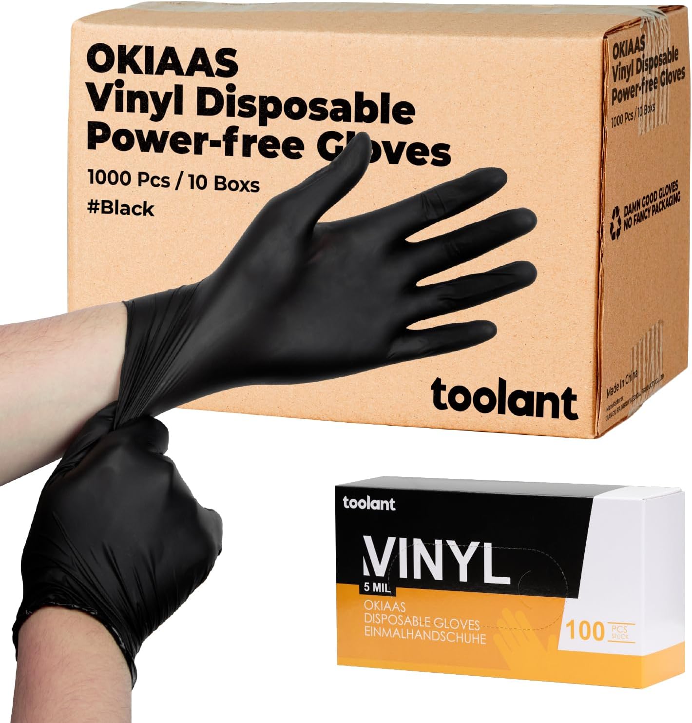 OKIAAS Black/Pink Vinyl Gloves: Latex-Free for Cooking & Cleaning