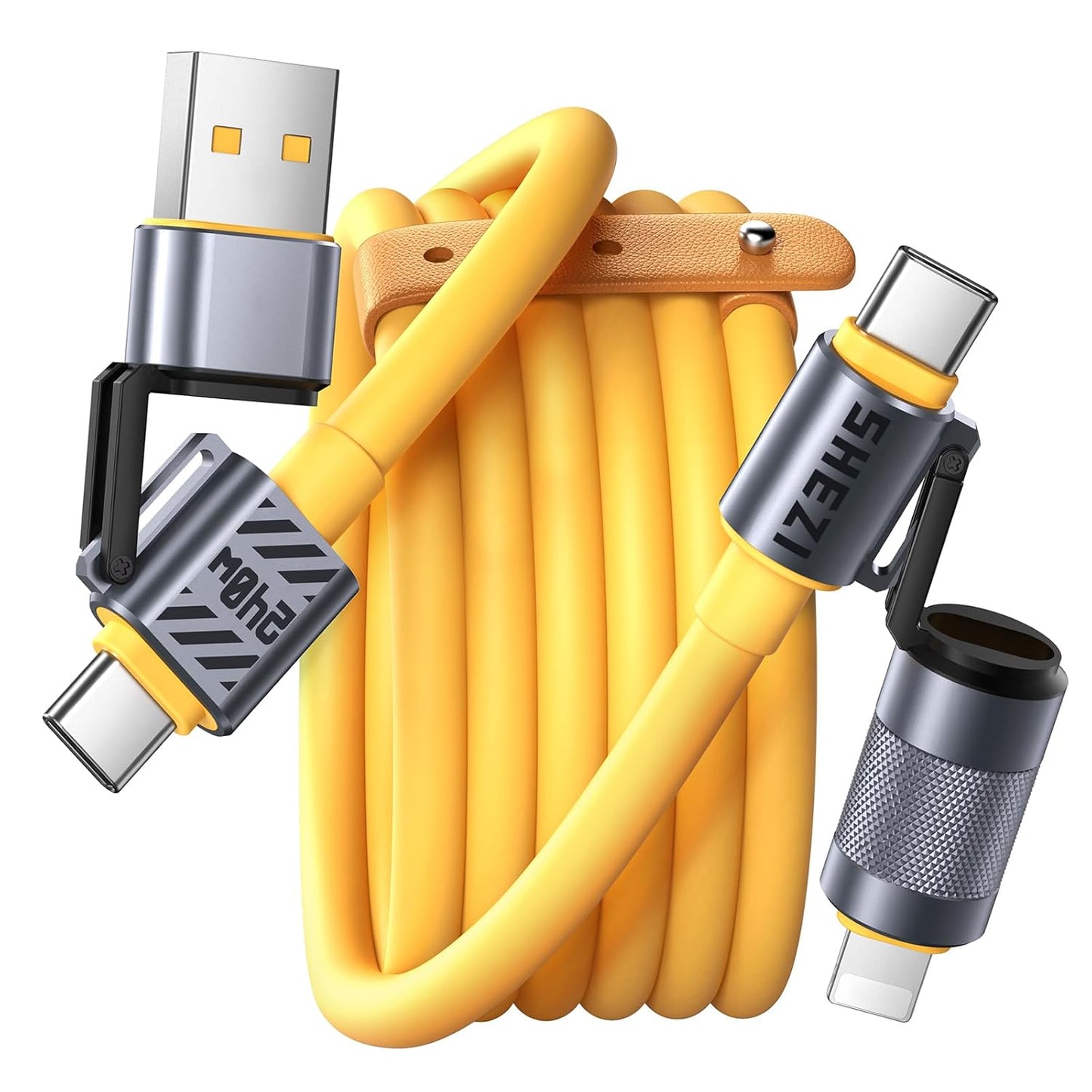 High-Speed Charging: 4-in-1 USB C Lightning Cable by Vexipia