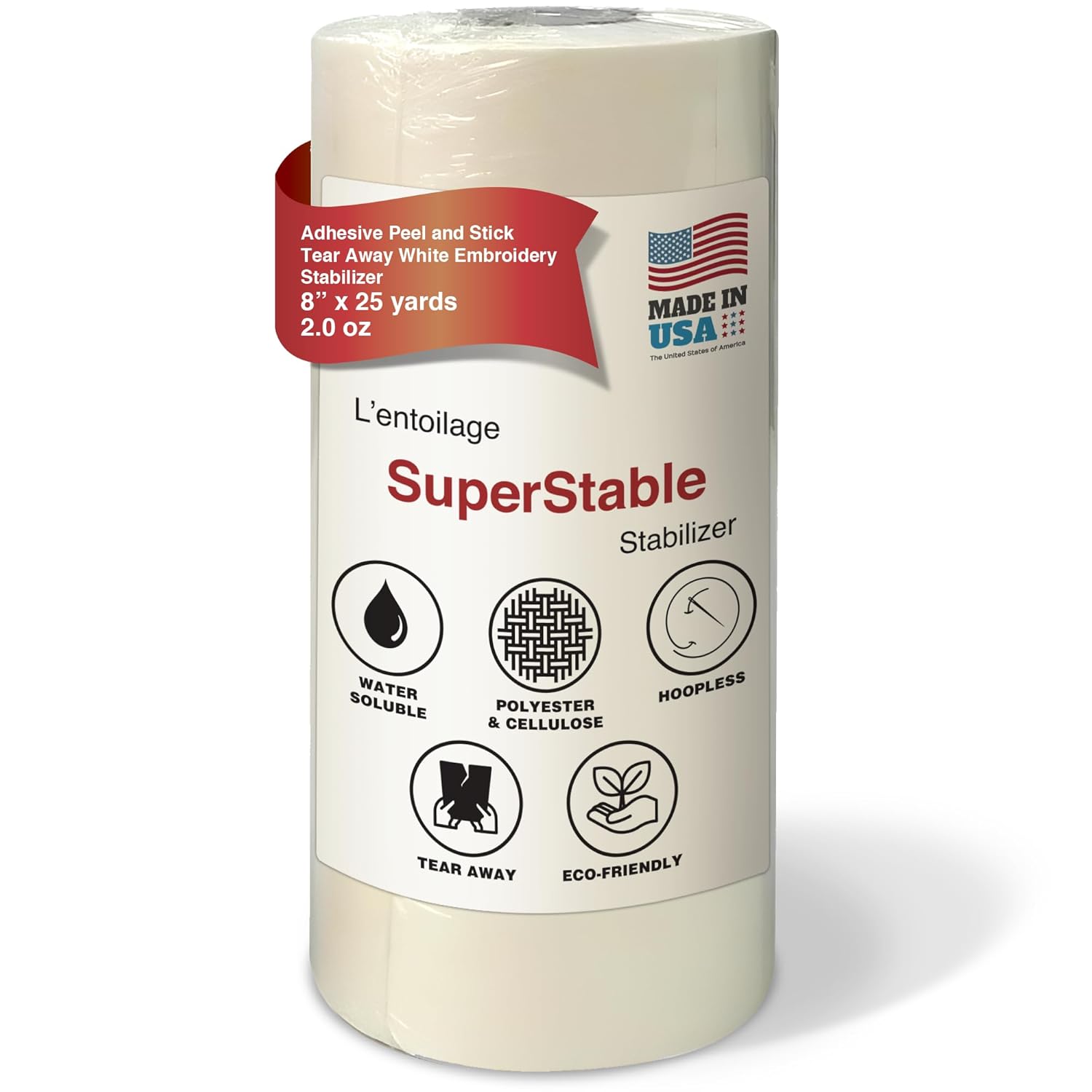 Superpunch White Adhesive Tear Away Stabilizer for Embroidery