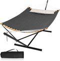 Double Hammock with Stand - Quick Dry 450 lb Capacity Dark Grey