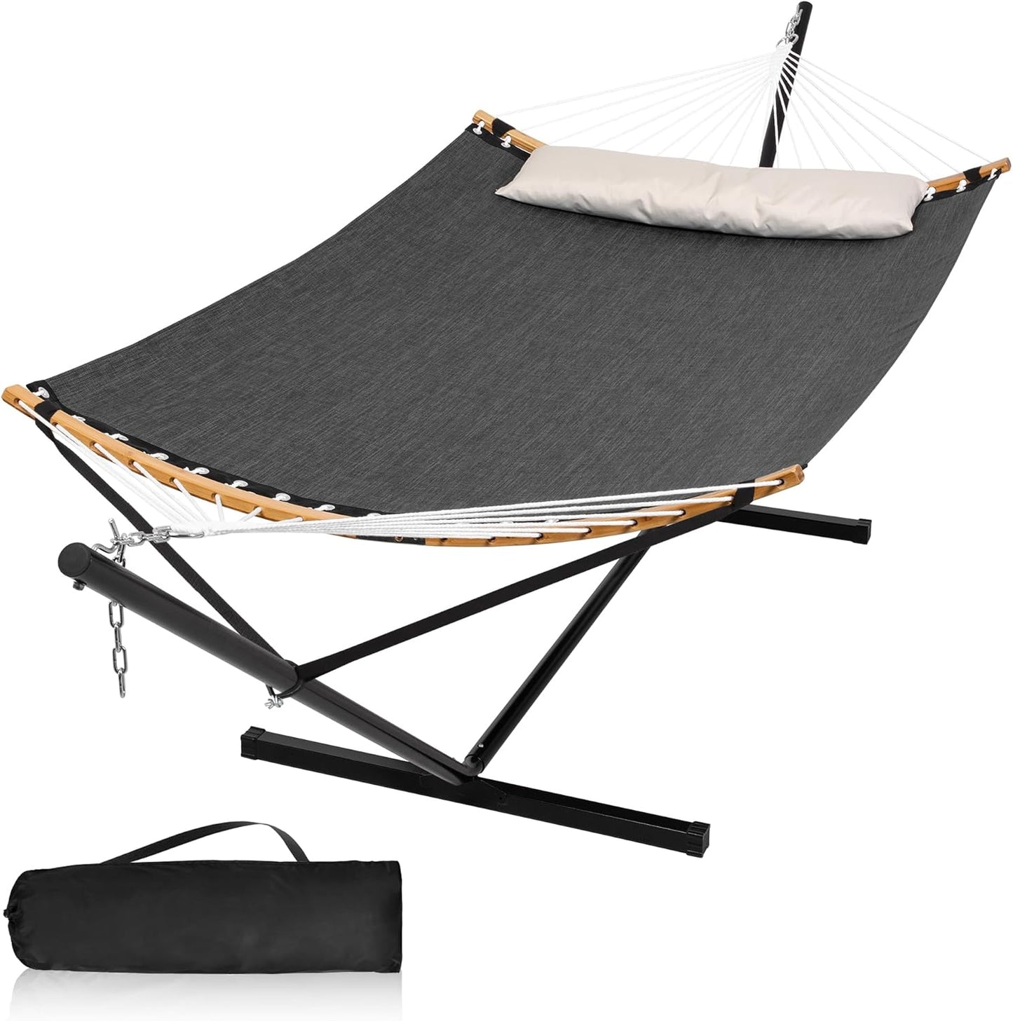 Double Hammock with Stand for Outdoor Relaxation and Comfort