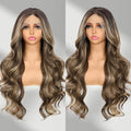 Brown mix Blonde Lace Front Wig 13x4 Body Wave - Natural Long Wavy