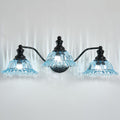 Blue and Black 3 Light Vanity Light - Elegant Small Bath Fixture
