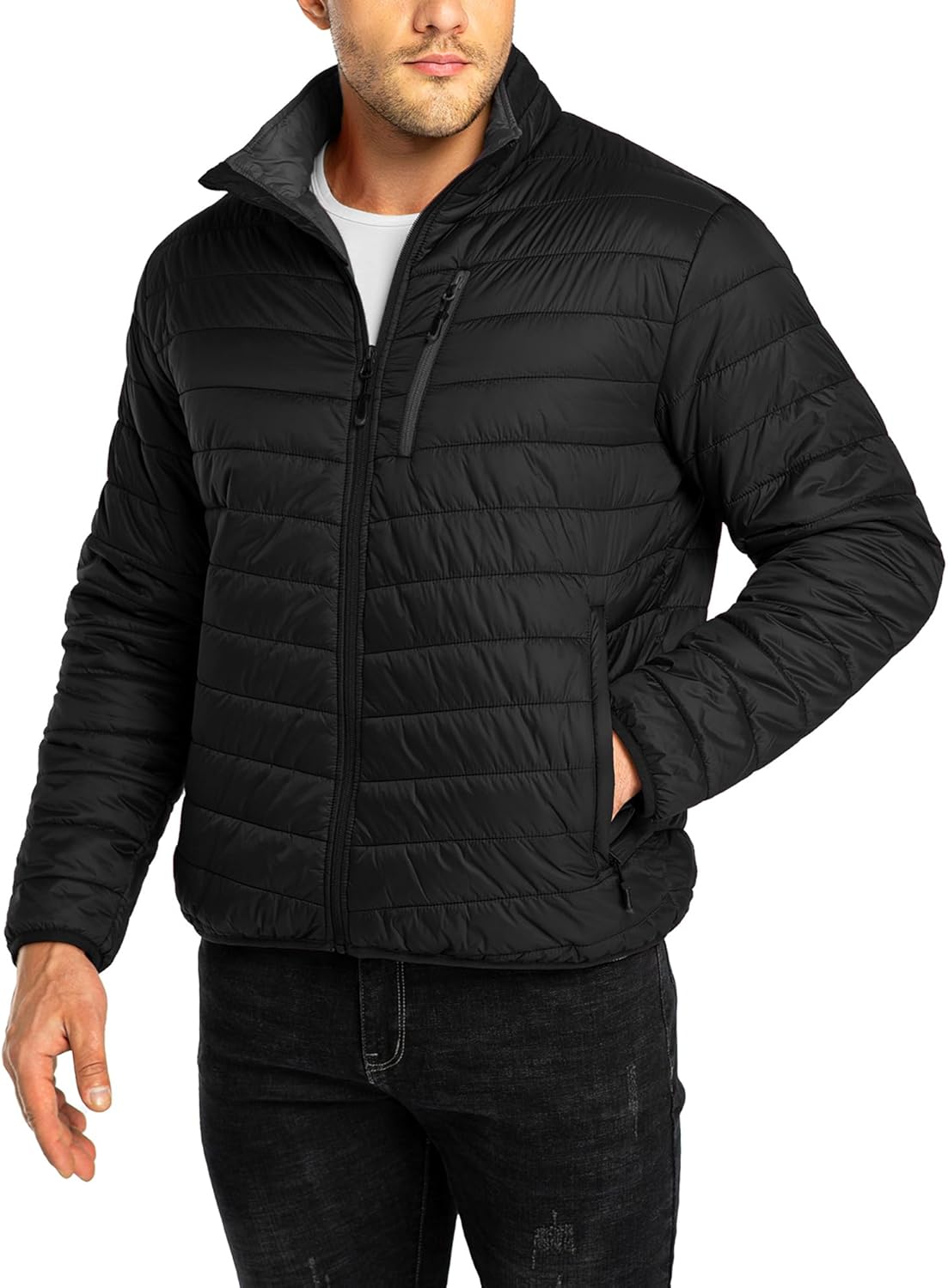 33,000ft Men's Puffer Jacket - Lightweight Packable Winter Coat