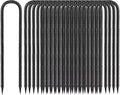 Ground Stakes Heavy Duty 12 in U-Hook Rebar Stakes - Anti-Rust 16pc