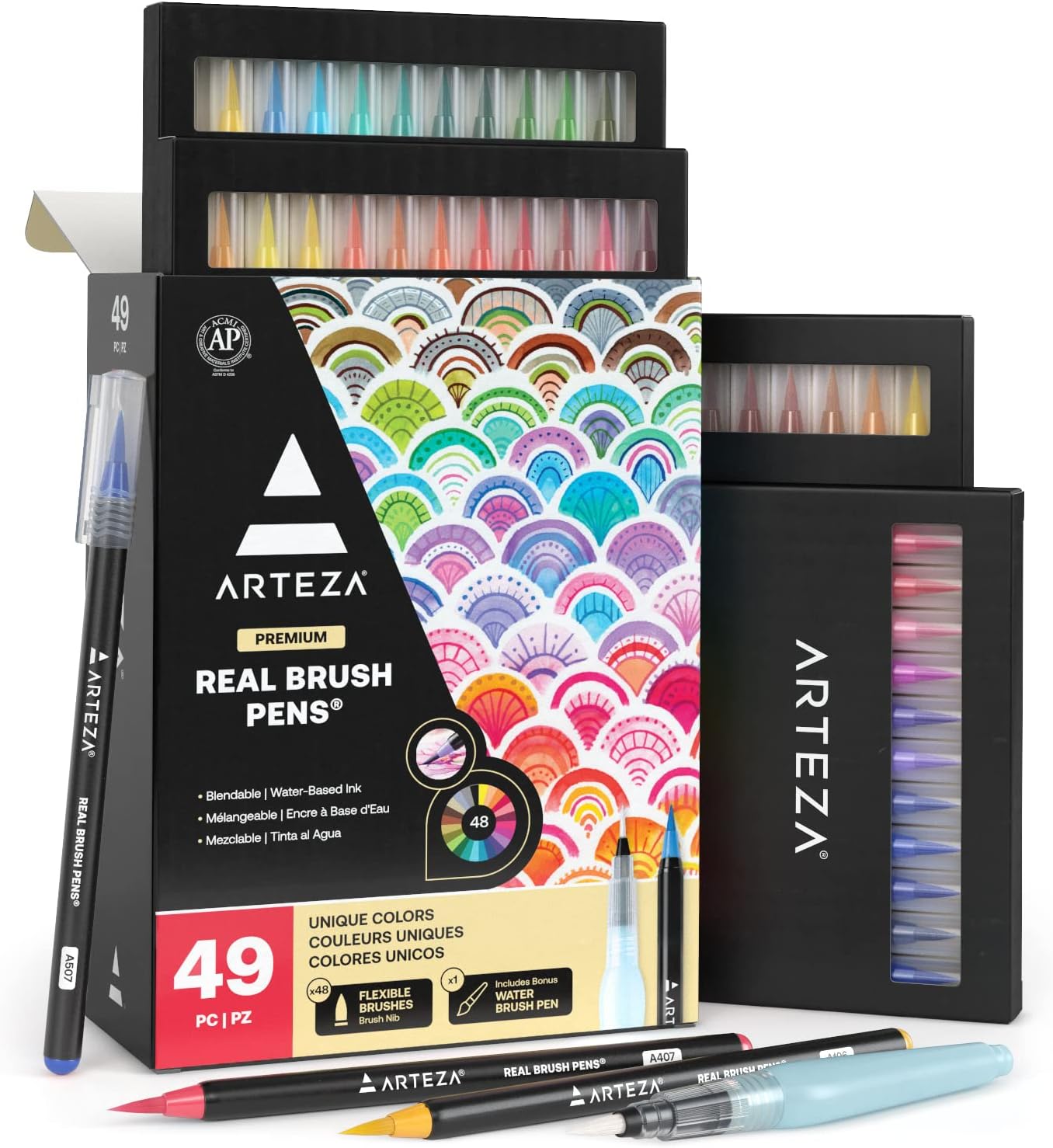 ARTEZA Real Brush Pens - 48 Watercolor Markers for Artists