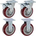 6 in x 2 in Heavy Duty Maroon Polyurethane Casters - 3600 lb. Set