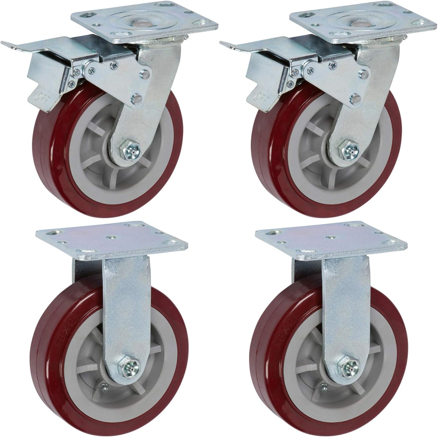 6in x 2in Pro-Tech Polyurethane Heavy Duty Casters for Equipment