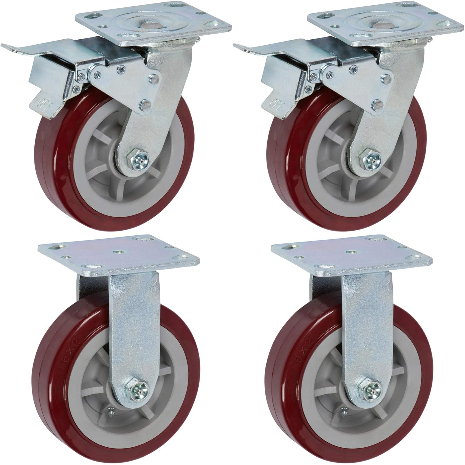 6in x 2in Pro-Tech Polyurethane Heavy Duty Casters for Equipment