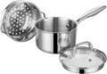 Tri-Ply Stainless Steel Sauce Pan with Steamer Basket - Durable Heat