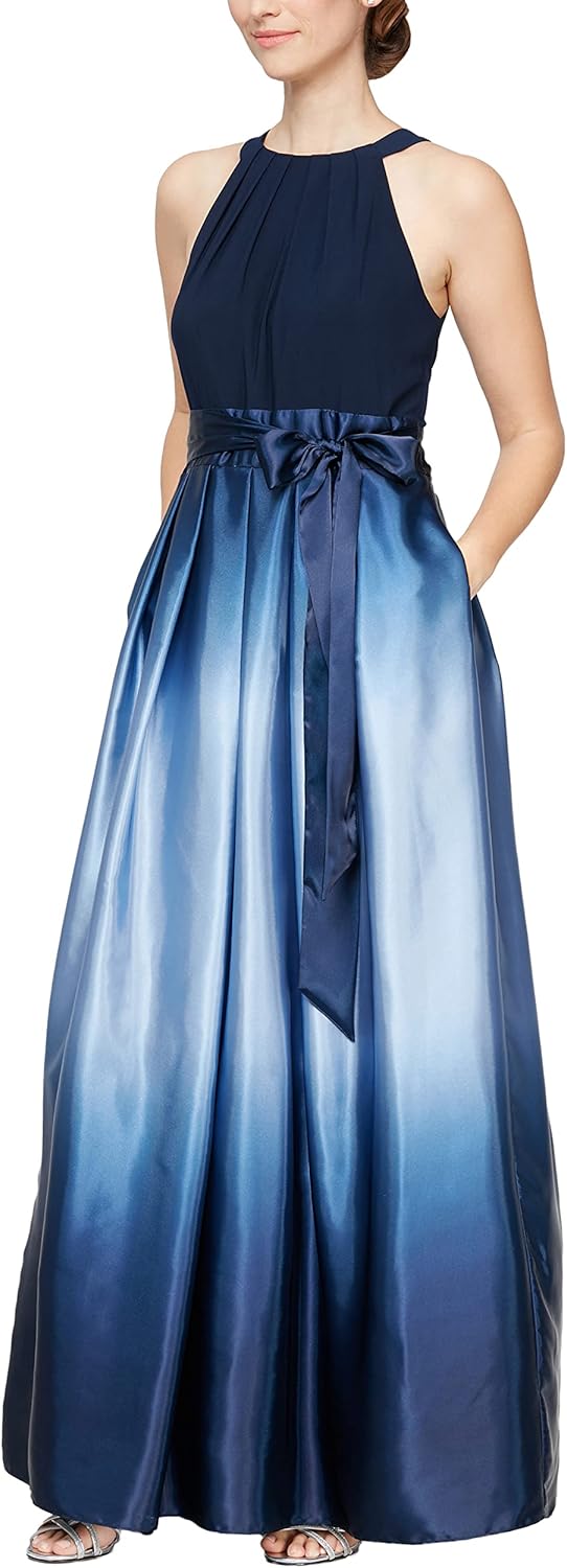 Elegant Long Satin Mother of the Bride Dress with Pockets