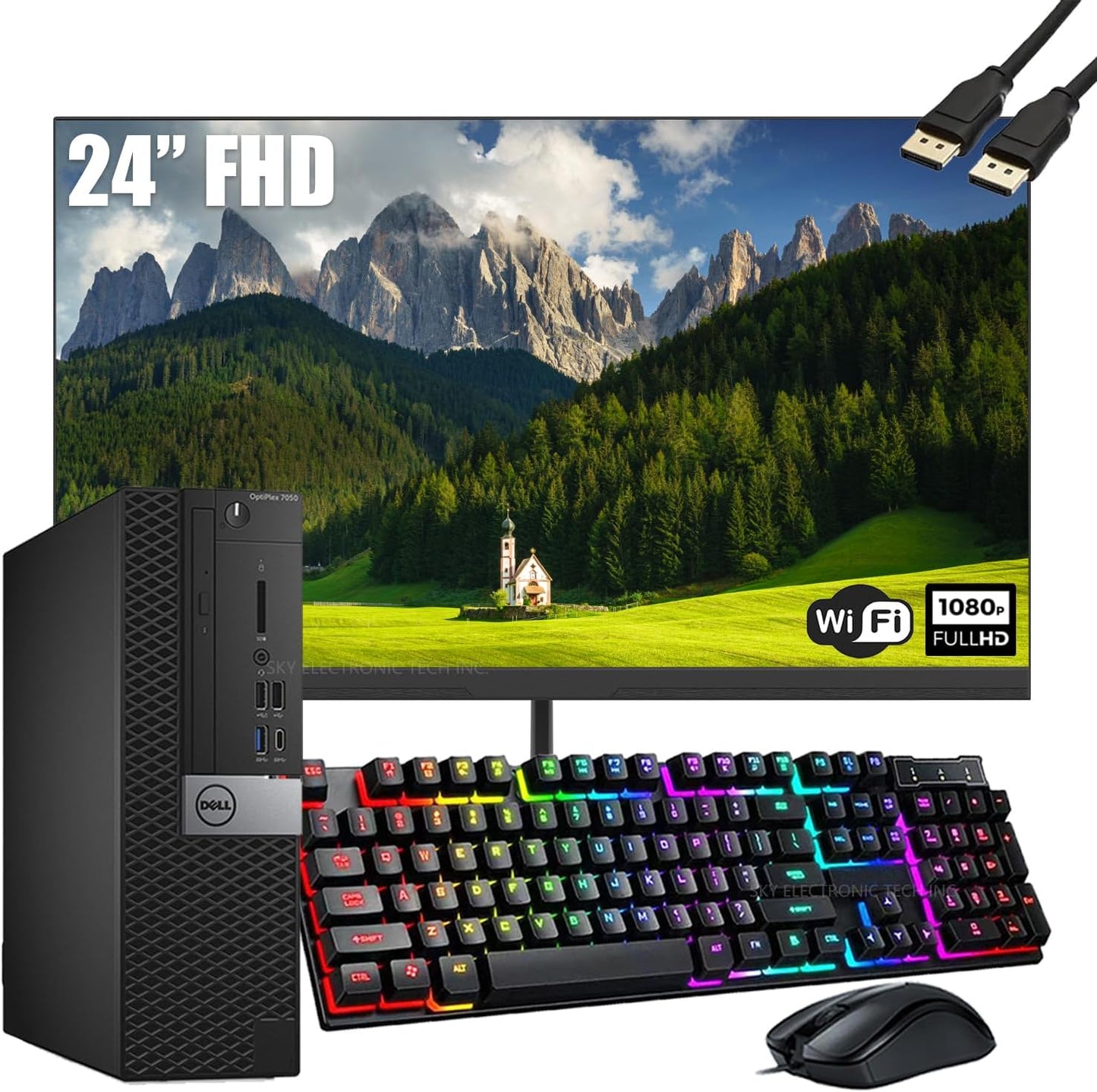 Dell OptiPlex 7050 SFF Desktop Computer Bundle with 24in Monitor