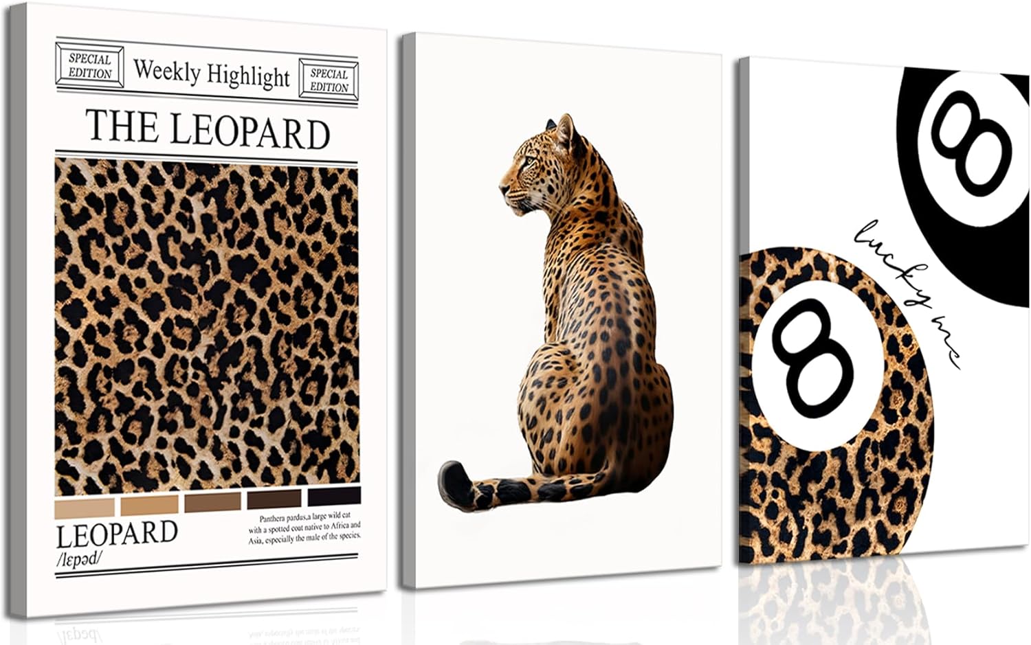 Trendy Leopard Canvas Wall Art Set of 3 for Chic Decor