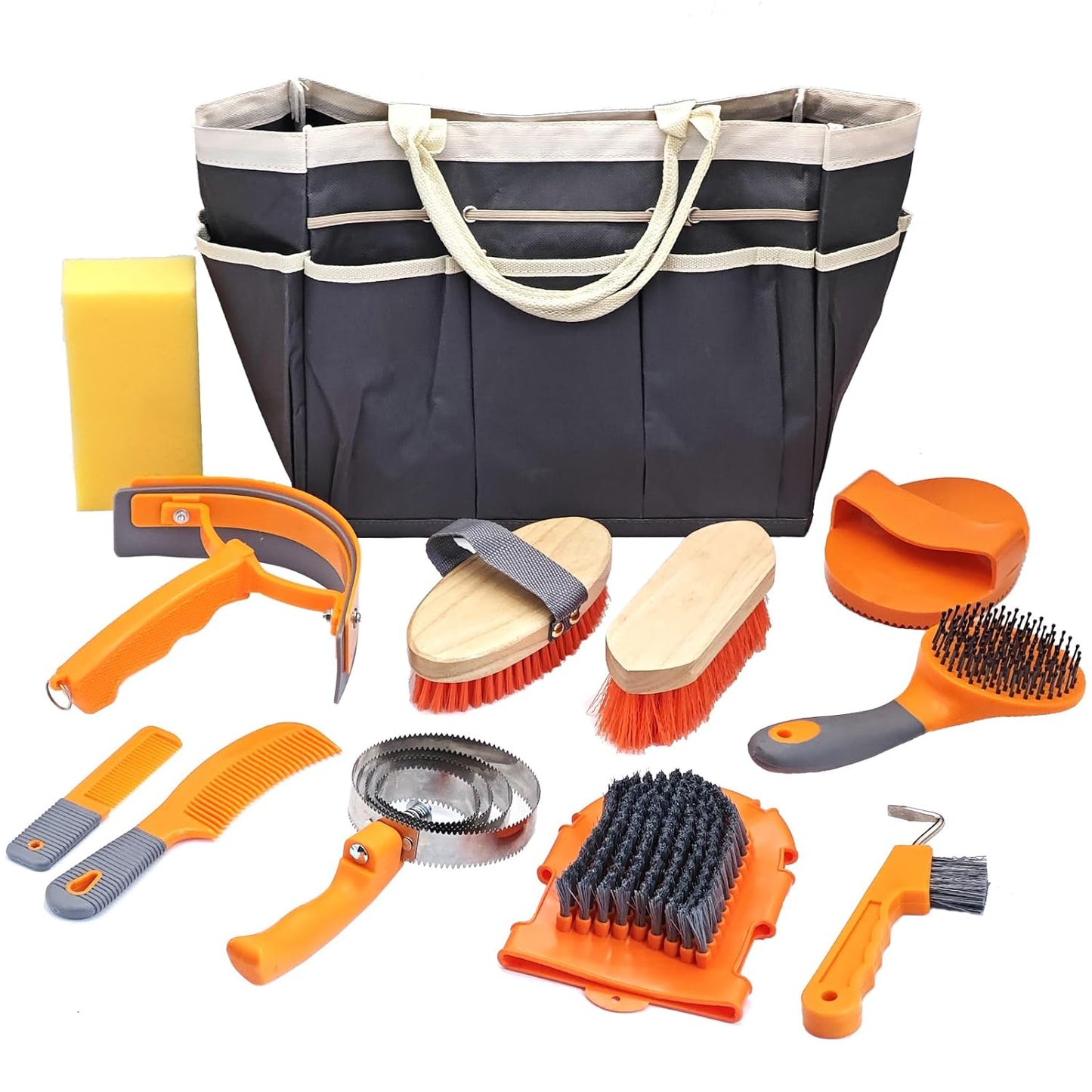 Horse Grooming Kit with 12 Essential Tools for Equestrians