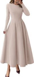 Cocktail Dresses for Women Midi A Line Long Sleeve Dress - Elegant