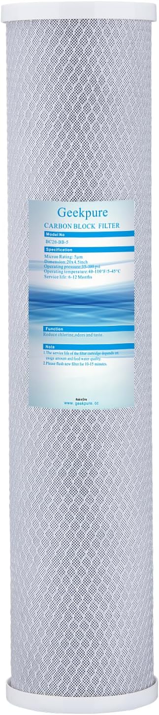 Geekpure 20-Inch Universal Carbon Block Water Filter Cartridge
