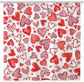 Red Heart Shower Curtain Happy Valentines Day Bathroom Curtain Set
