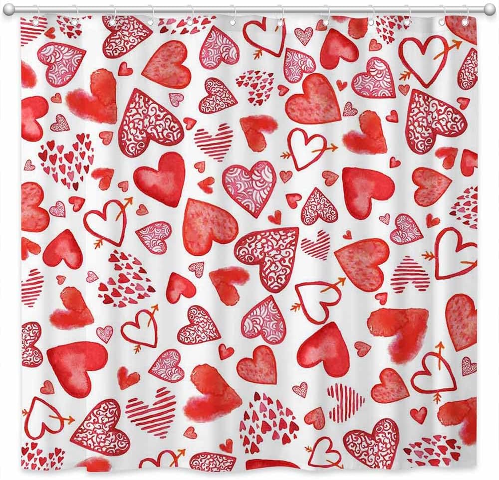 Love-filled Red Heart Shower Curtain Set | Joliaco