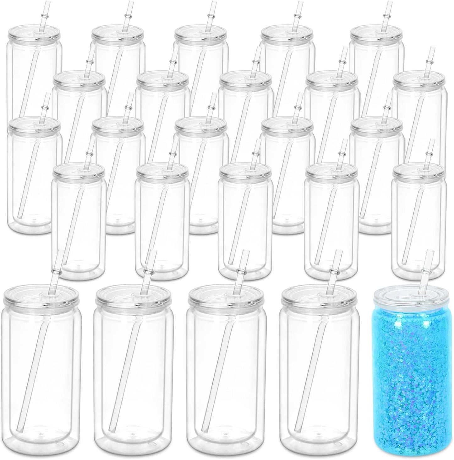 16 Oz Acrylic Snowglobe Tumbler for DIY Glitter Fun